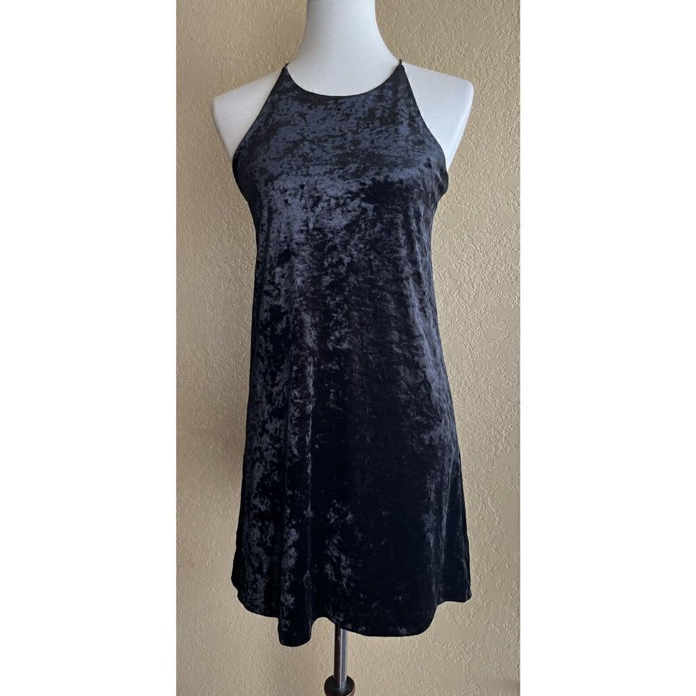 Love...Ady Womens Black Crushed Velvet Slip Mini Dress Size S - Picture 9 of 11